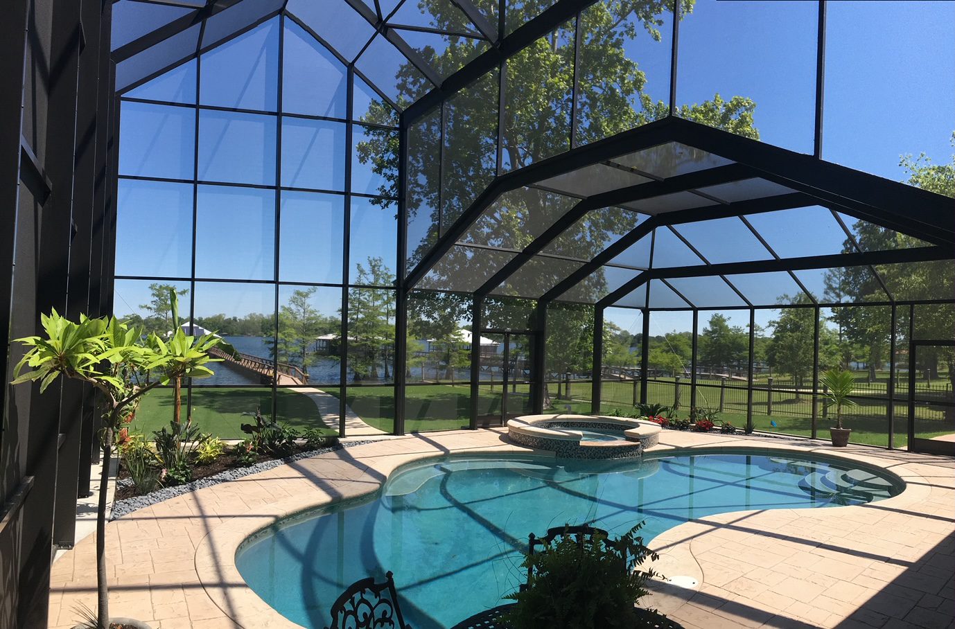 Alabama 1 Modern pool enclosure with UV protection in baton rouge Louisiana
